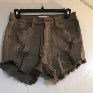 Windsor Olive High Waisted Denim Cutoffs